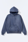 Acid Wash Oversized Heavyweight Hoodie - Navy